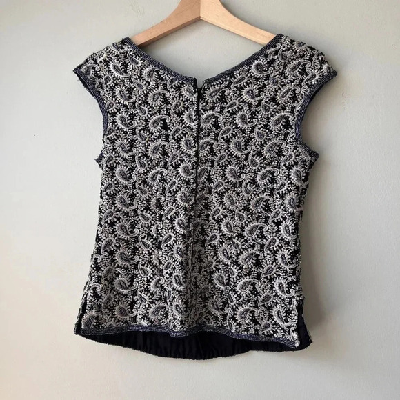 Papell Boutique Evening Beaded Silk Top Size M - Picture 3 of 3